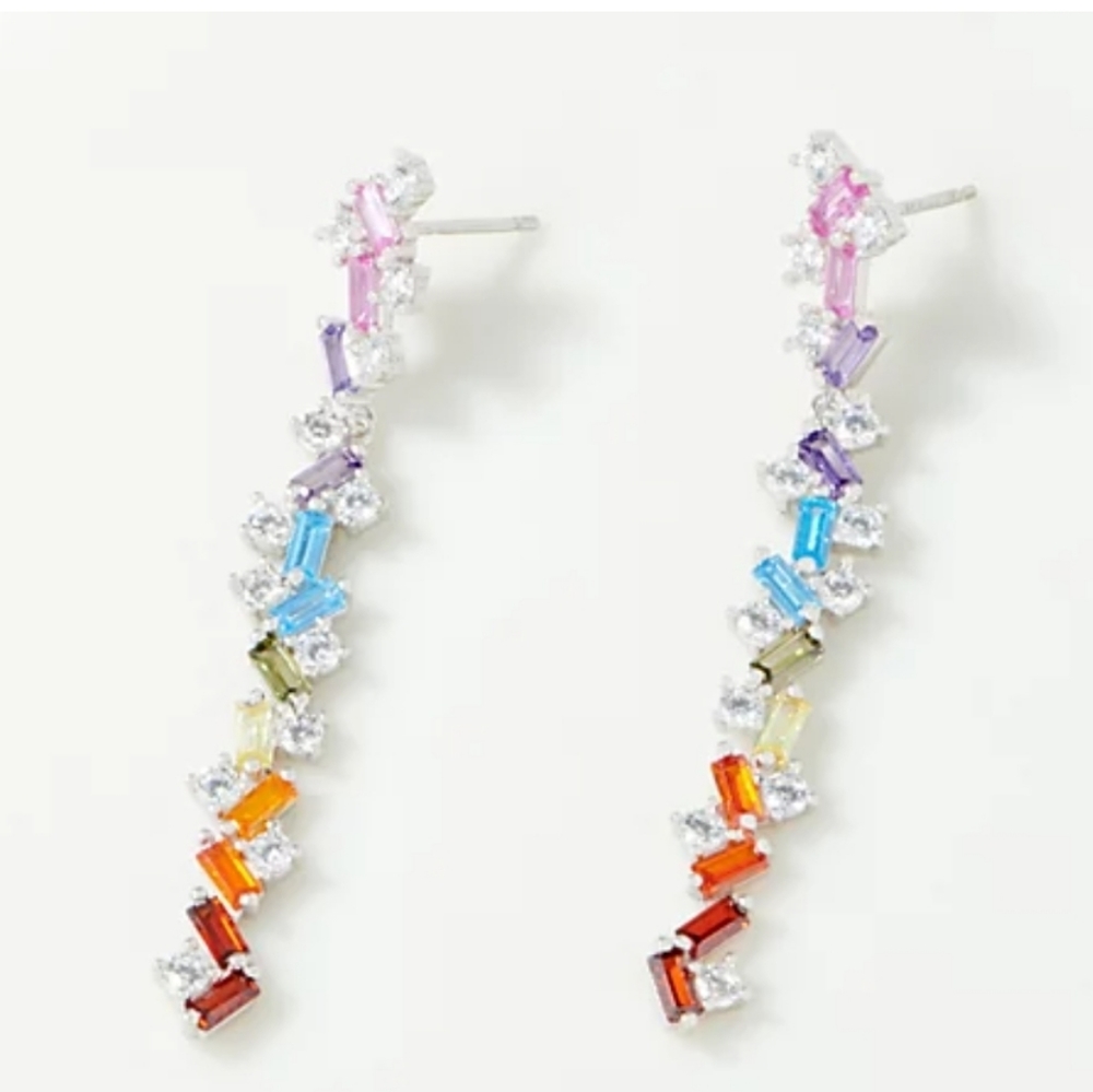 Sterling Silver Rainbow Dangle Earrings